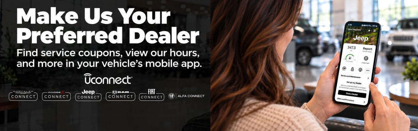 uconnect® make us your preferred dealer | C Harper CDJR of Connellsville in Connellsville PA